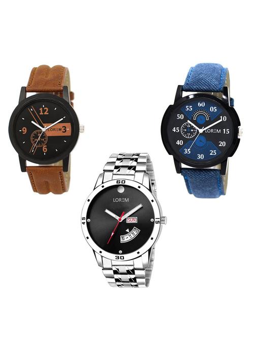 round dial analog watch set of 3 - 15683591 - Standard Image - 0