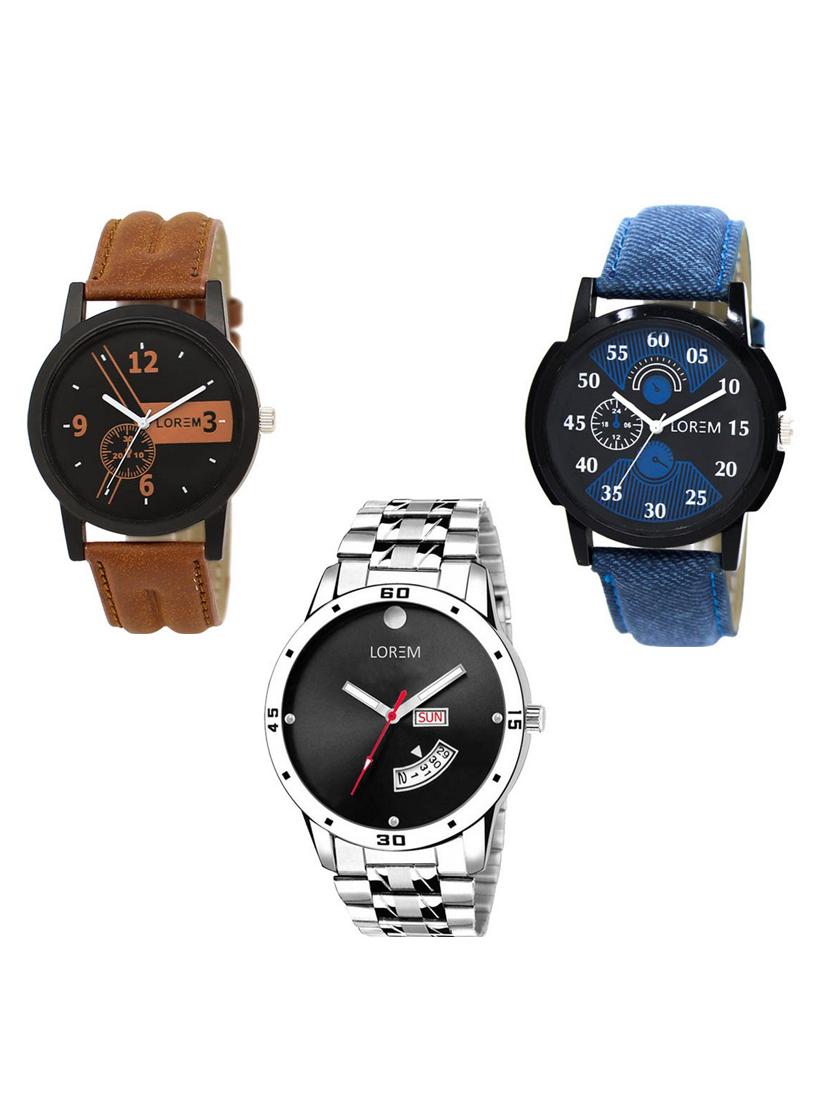 round dial analog watch set of 3 - 15683591 - Zoom Image - 0