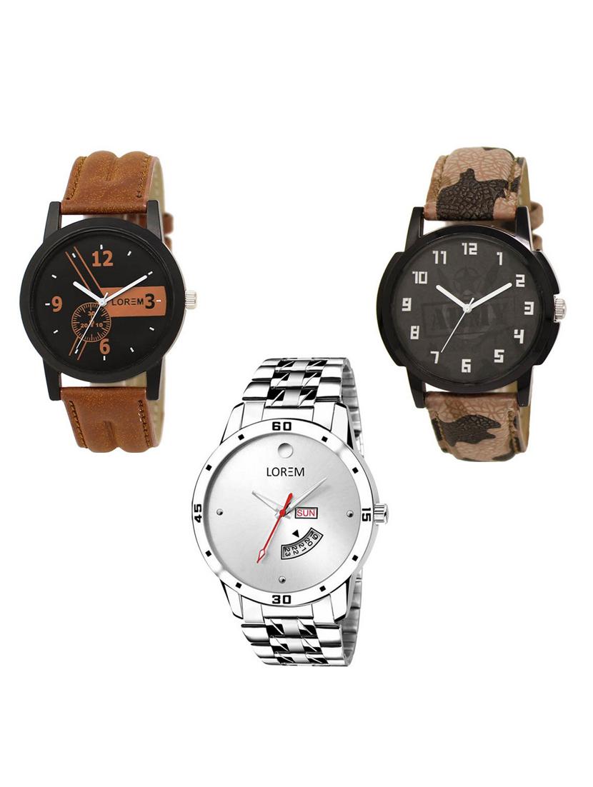 set of 3 round dial analog watch (lk-01-03-103) - 15683596 -  Zoom Image - 0