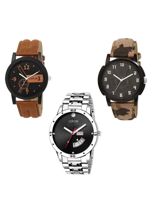 set of 3 round dial analog watch (lk-01-03-104) - 15683598 -  Standard Image - 0