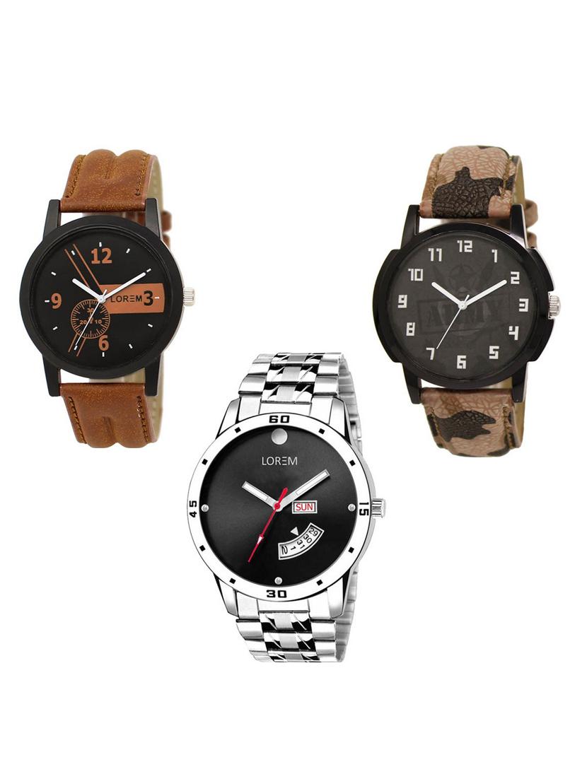 set of 3 round dial analog watch (lk-01-03-104) - 15683598 -  Zoom Image - 0