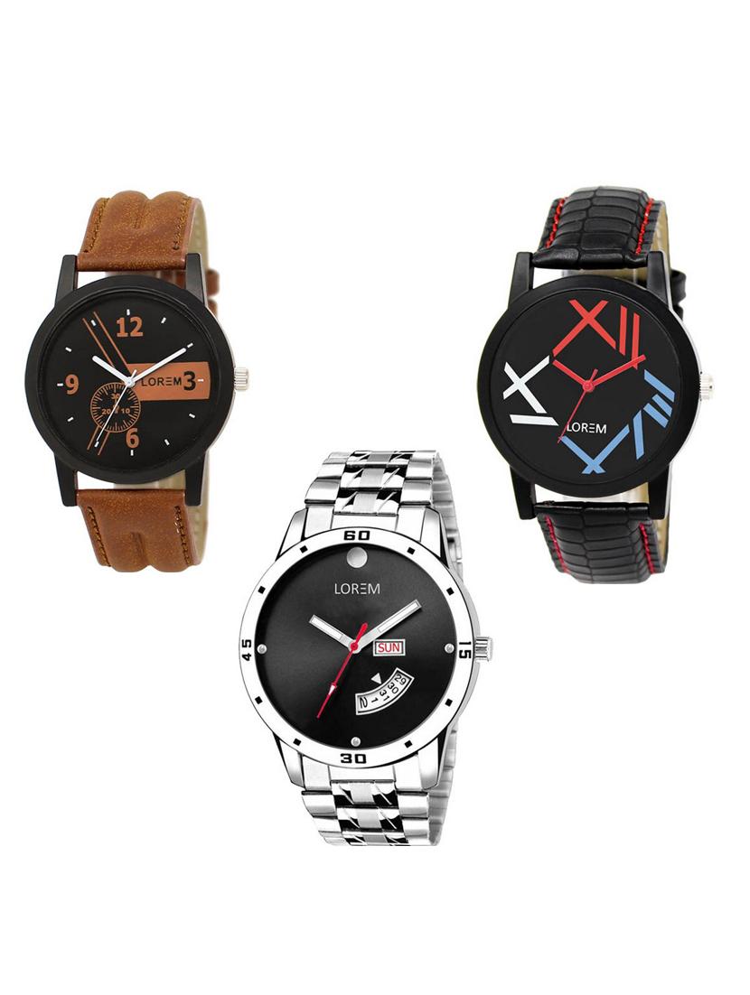 set of 3 analog watch combo -(lk-01-12-104) - 15683646 -  Zoom Image - 0