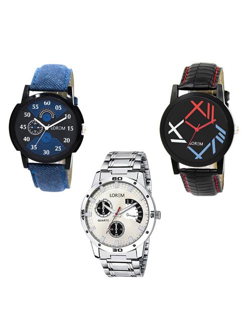 set of 3 analog watch combo -(lk-02-12-101) - 15683839 -  Standard Image - 0