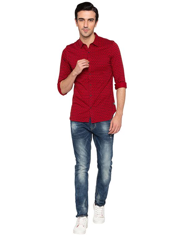 red cotton casual shirt - 15691487 - Standard Image - 3