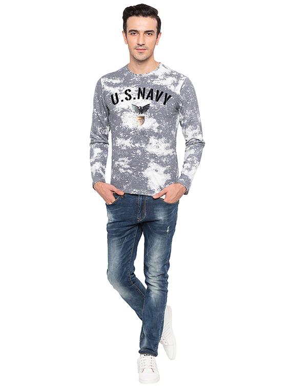 grey cotton all over print tshirt - 15691544 - Standard Image - 3
