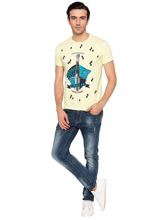 yellow cotton front print t-shirt - 15691564 -  Standard Image - 3