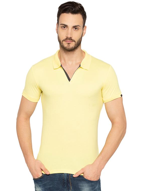 yellow cotton collared t-shirt - 15691570 - Zoom Image - 0