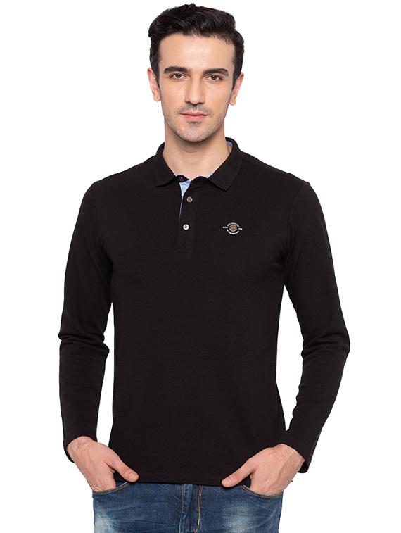 black cotton polo t-shirt - 15691612 -  Zoom Image - 0