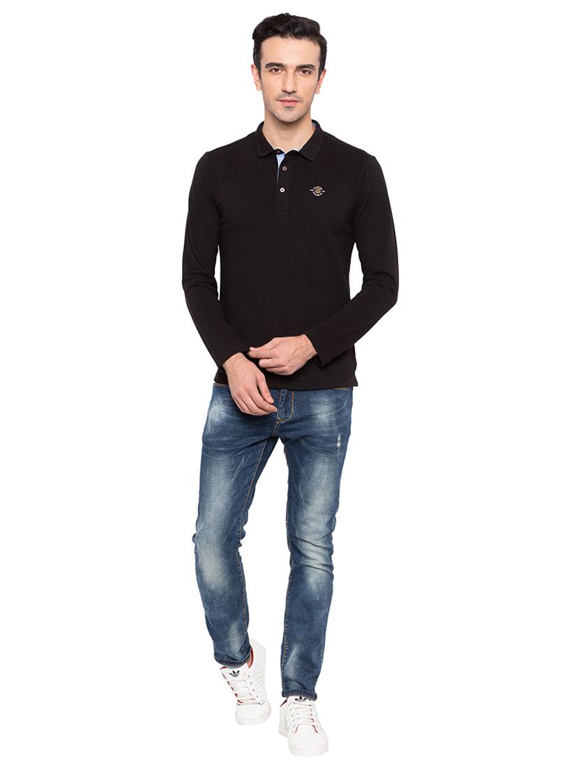 black cotton polo t-shirt - 15691612 - Standard Image - 3