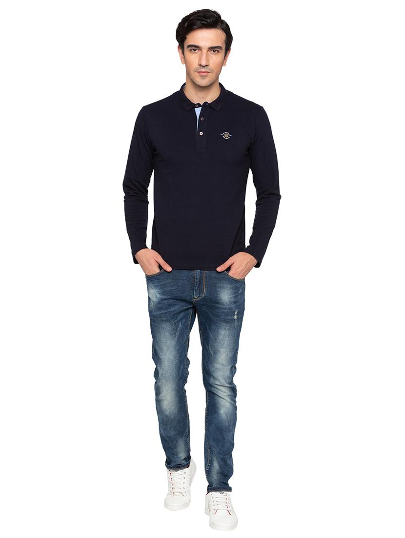 navy blue cotton polo t-shirt - 15691613 - Standard Image - 3