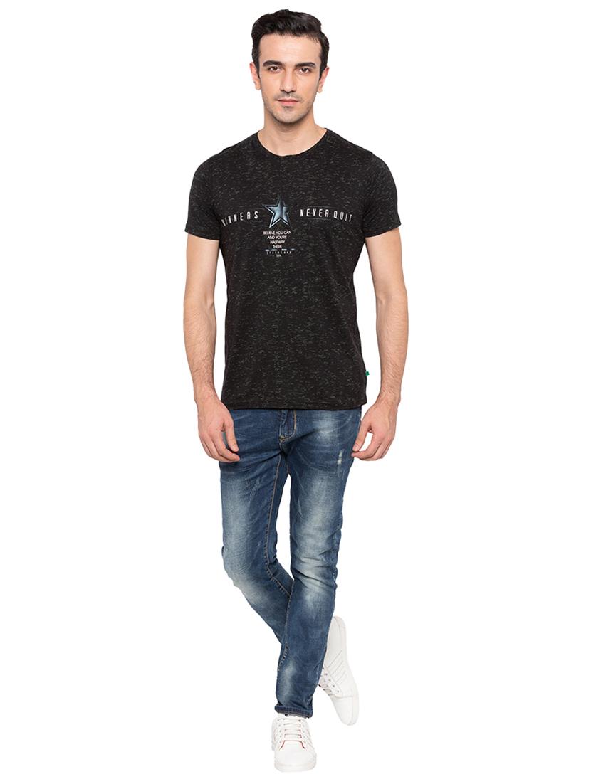 black cotton chest print t-shirt - 15691648 - Standard Image - 3