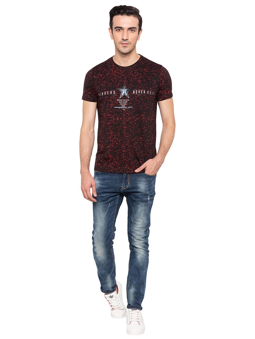 red cotton chest print t-shirt - 15691649 - Standard Image - 3