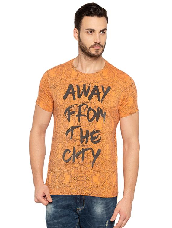 orange cotton all over print t-shirt - 15691667 - Zoom Image - 0