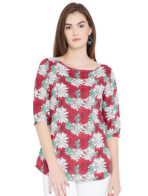 round neck floral top - 15692822 -  Standard Image - 0