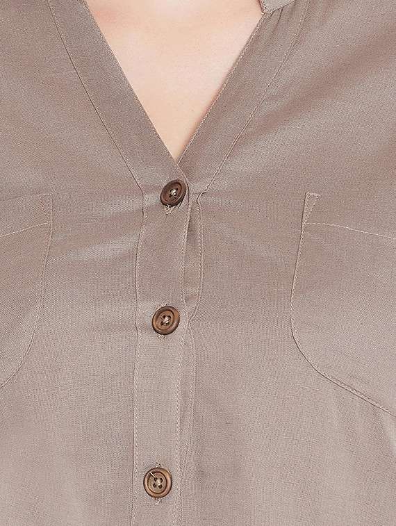 mandarin neck pocket patch shirt - 15692917 -  Standard Image - 3