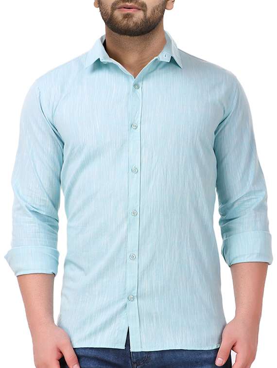 light blue cotton casual shirt - 15693025 -  Zoom Image - 0