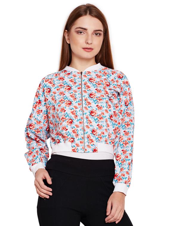 zip up floral varsity jacket - 15695513 - Zoom Image - 0