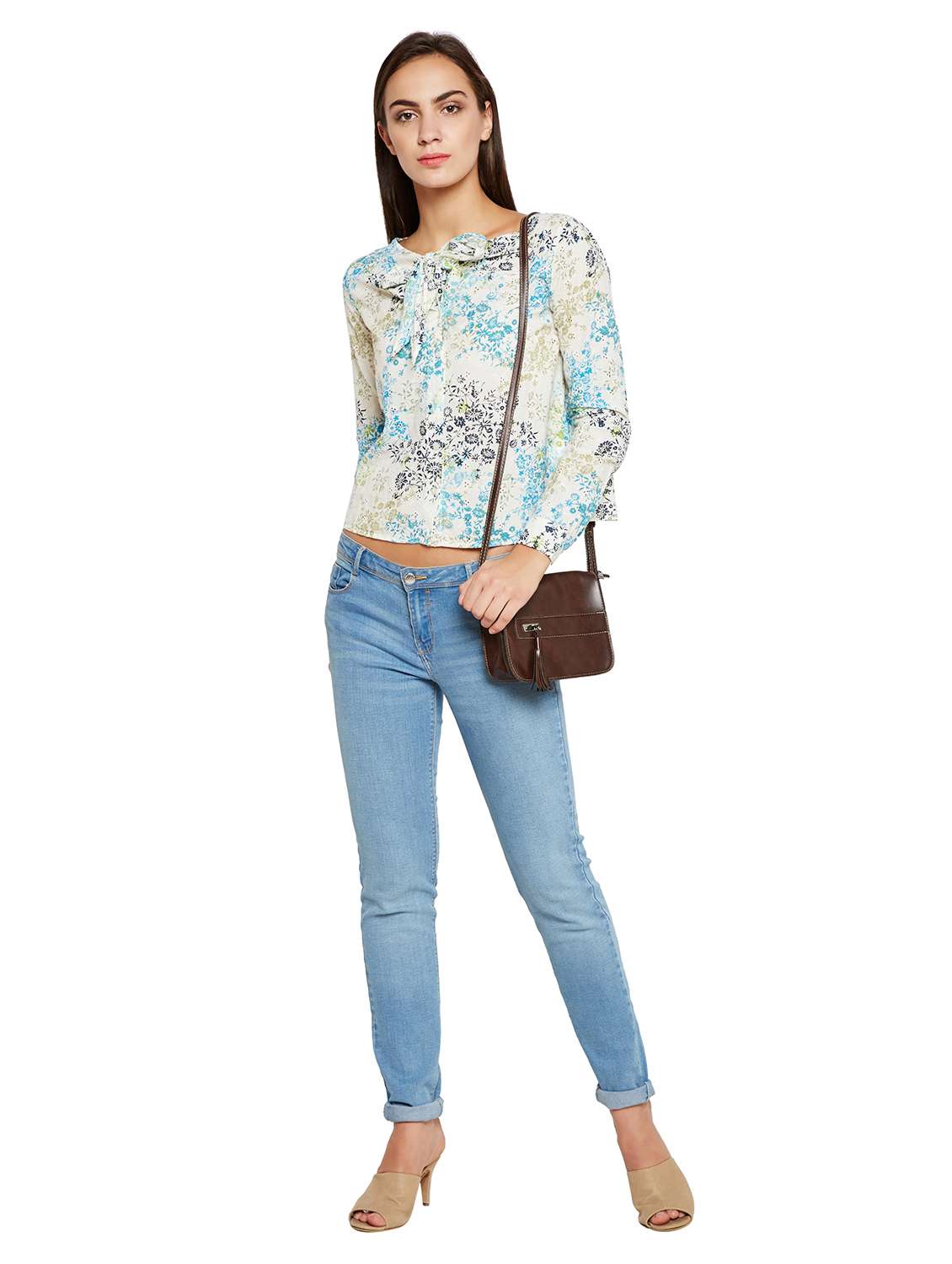 women's straight tie-up neck top - 15695544 -  Standard Image - 3