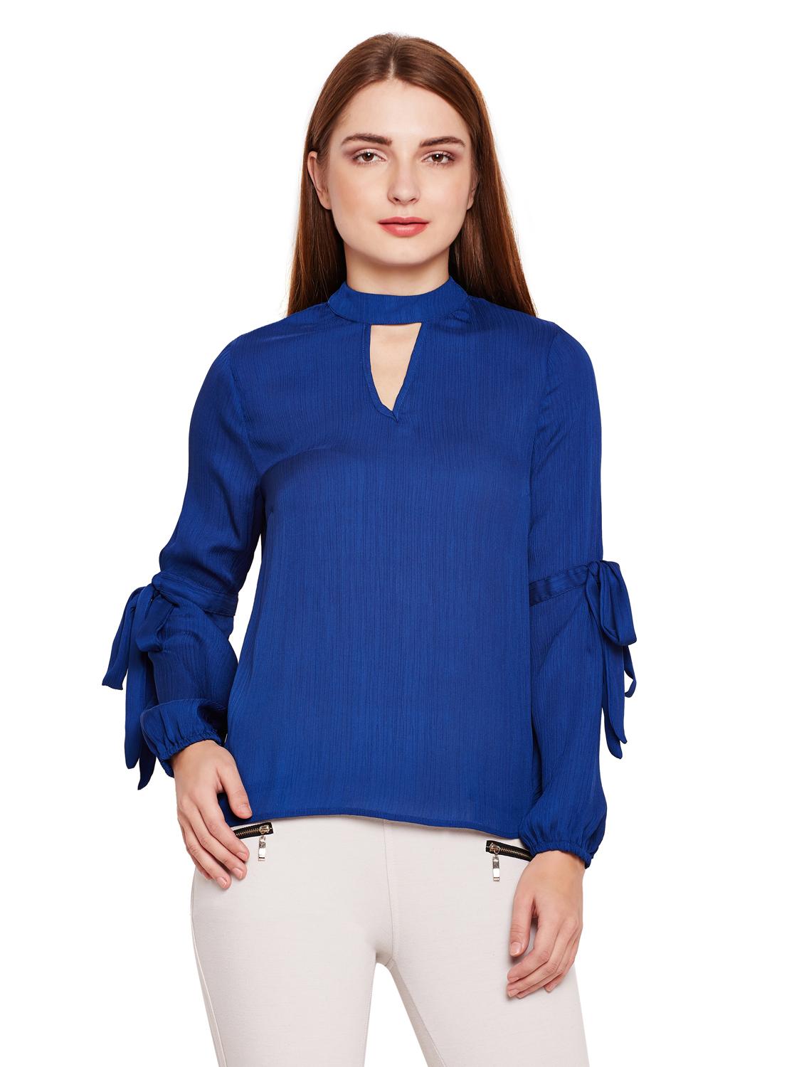 knot detail sleeved solid top - 15695589 -  Zoom Image - 0