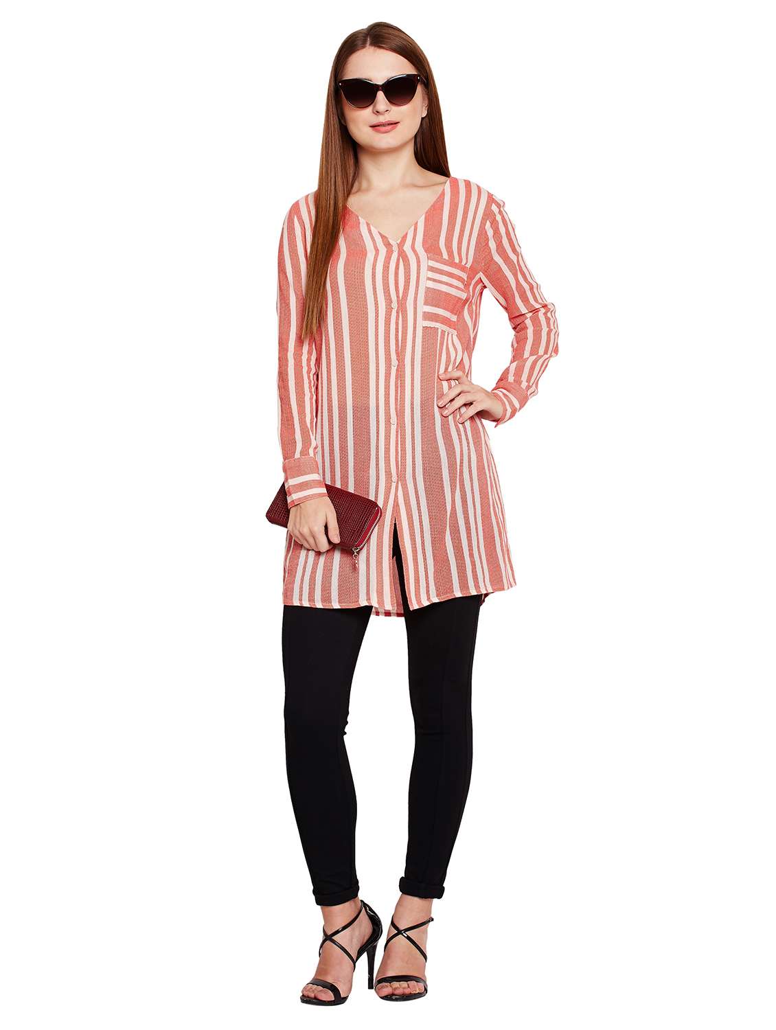 long sleeved button up tunic - 15695631 - Standard Image - 3