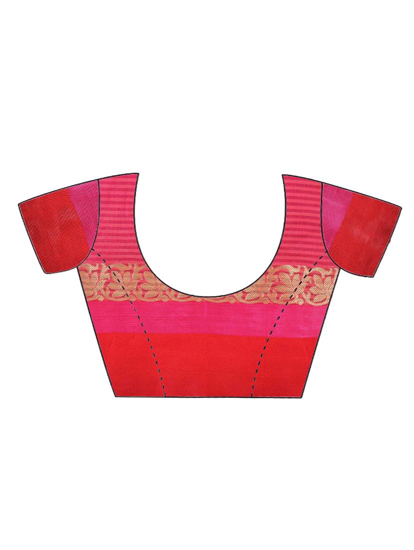 checkered zari border banarasi saree with blouse - 15695635 - Standard Image - 3