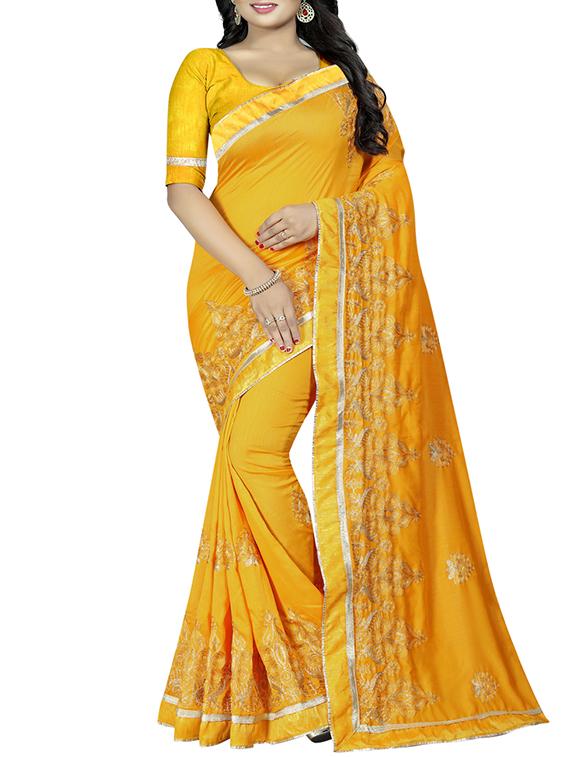 dori thread embroidered saree with blouse - 15695954 -  Zoom Image - 0