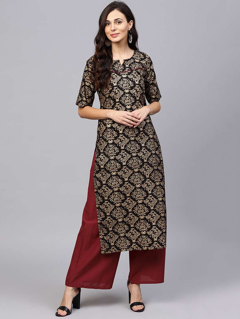piping printed kurta palazzo set