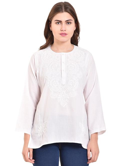 embroidered straight kurti - 15696106 - Standard Image - 0