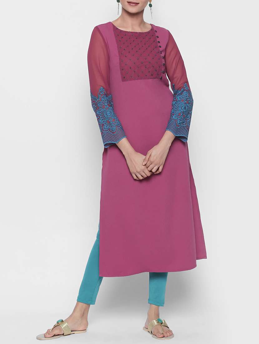 straight embroidered kurta