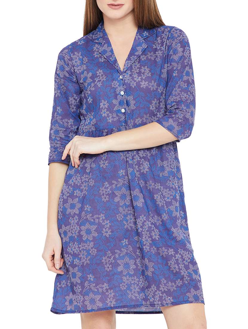 lapel collared button detail a-line dress