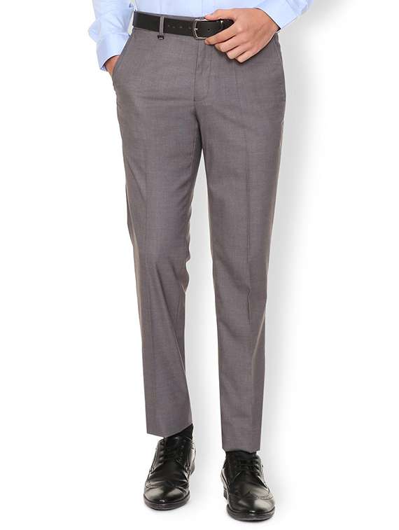 grey terry rayon flat front  formal trouser