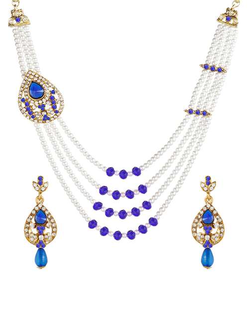 blue metal necklaces and earring - 15701030 - Standard Image - 0
