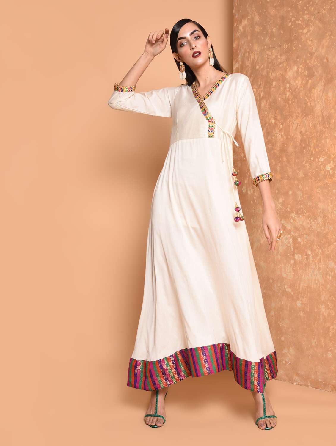 gotta work angrakha kurta with tassels