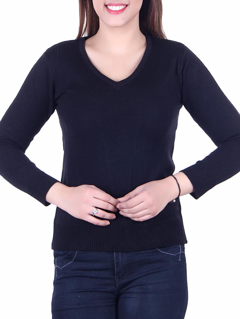 navy solid knitted top - 15701883 - Zoom Image - 0