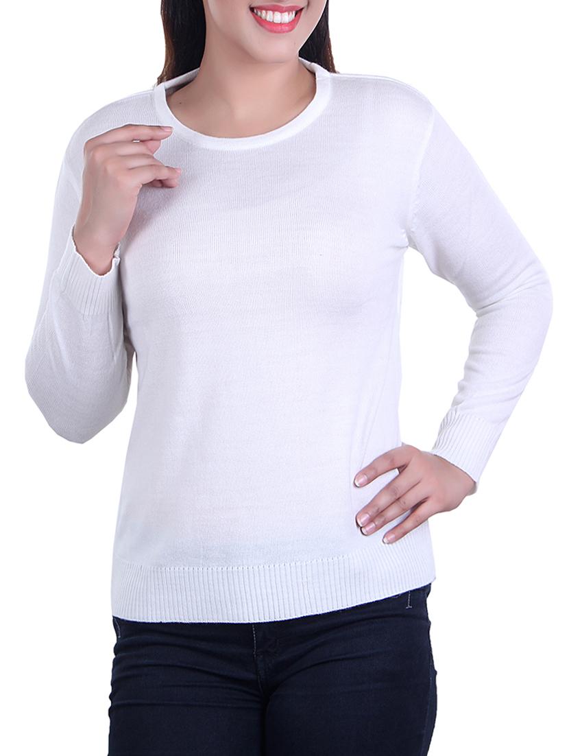 white solid knitted top - 15701892 -  Zoom Image - 0