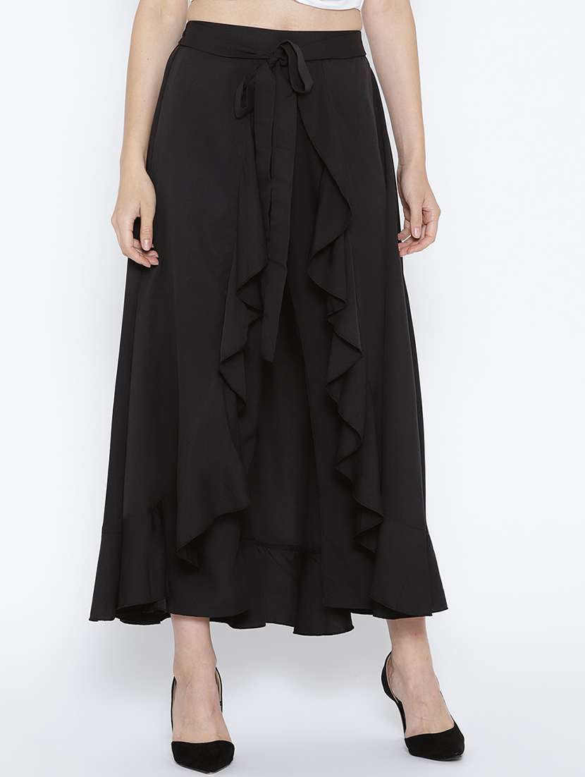 tie up waist ruffled palazzo