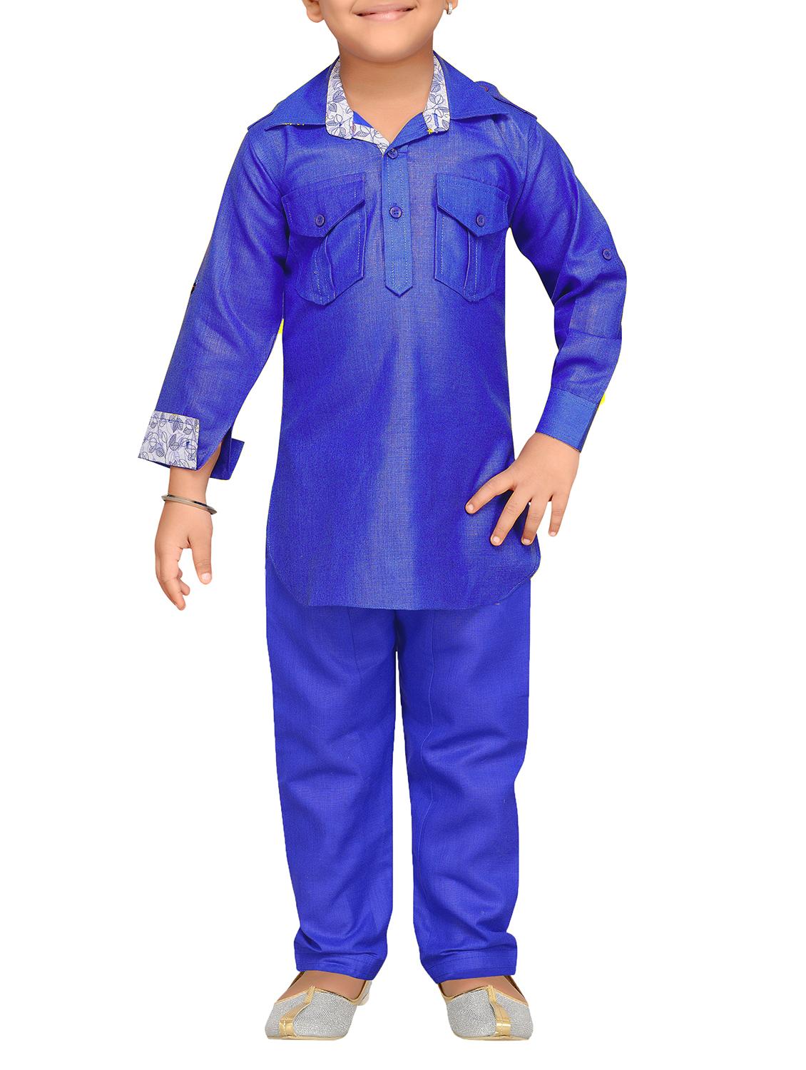 light blue cotton kurta sets - 15704894 - Zoom Image - 0