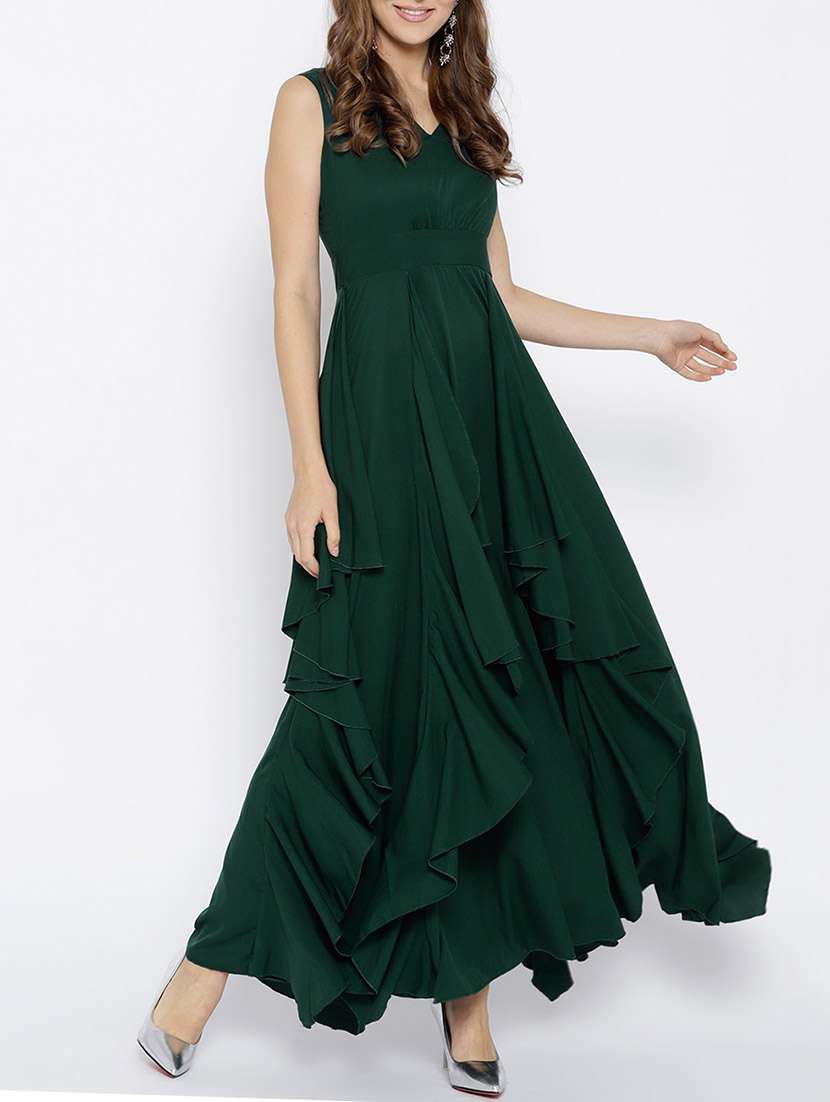 Buy online Ruffled Detail Maxi Dress from western wear for Women by  Berrylush for 2099 at 40% off | 2026 Limeroad.com