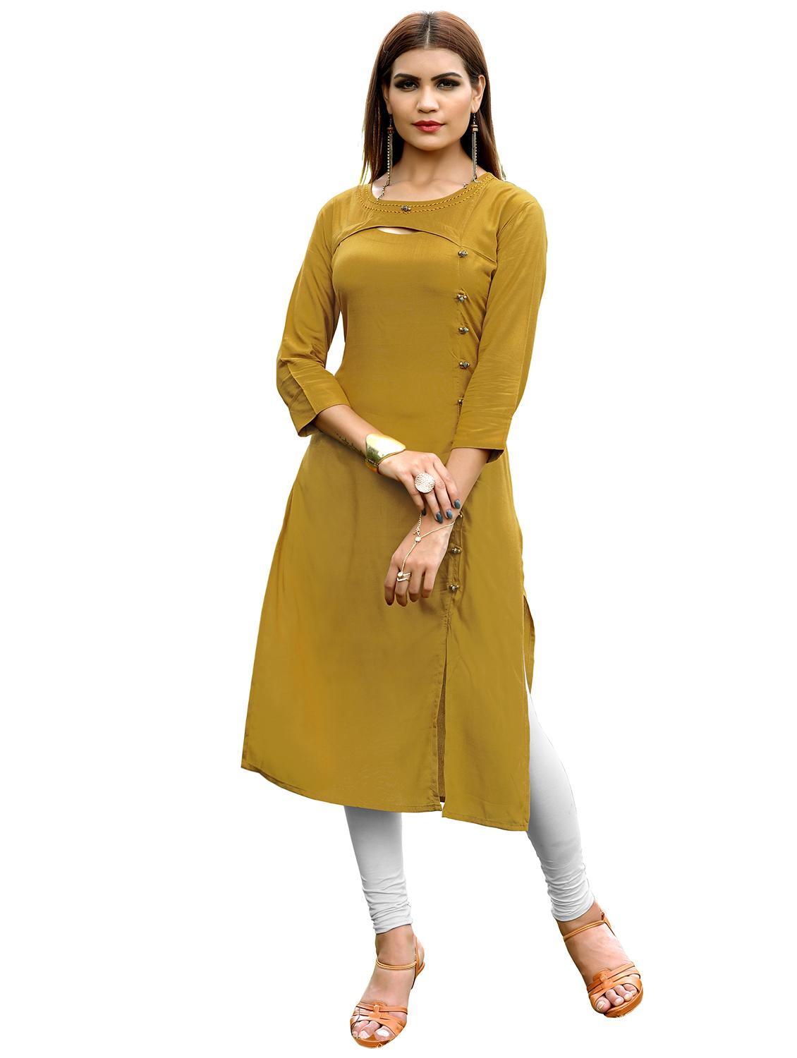 mehandi straight kurta - 15707399 -  Zoom Image - 0