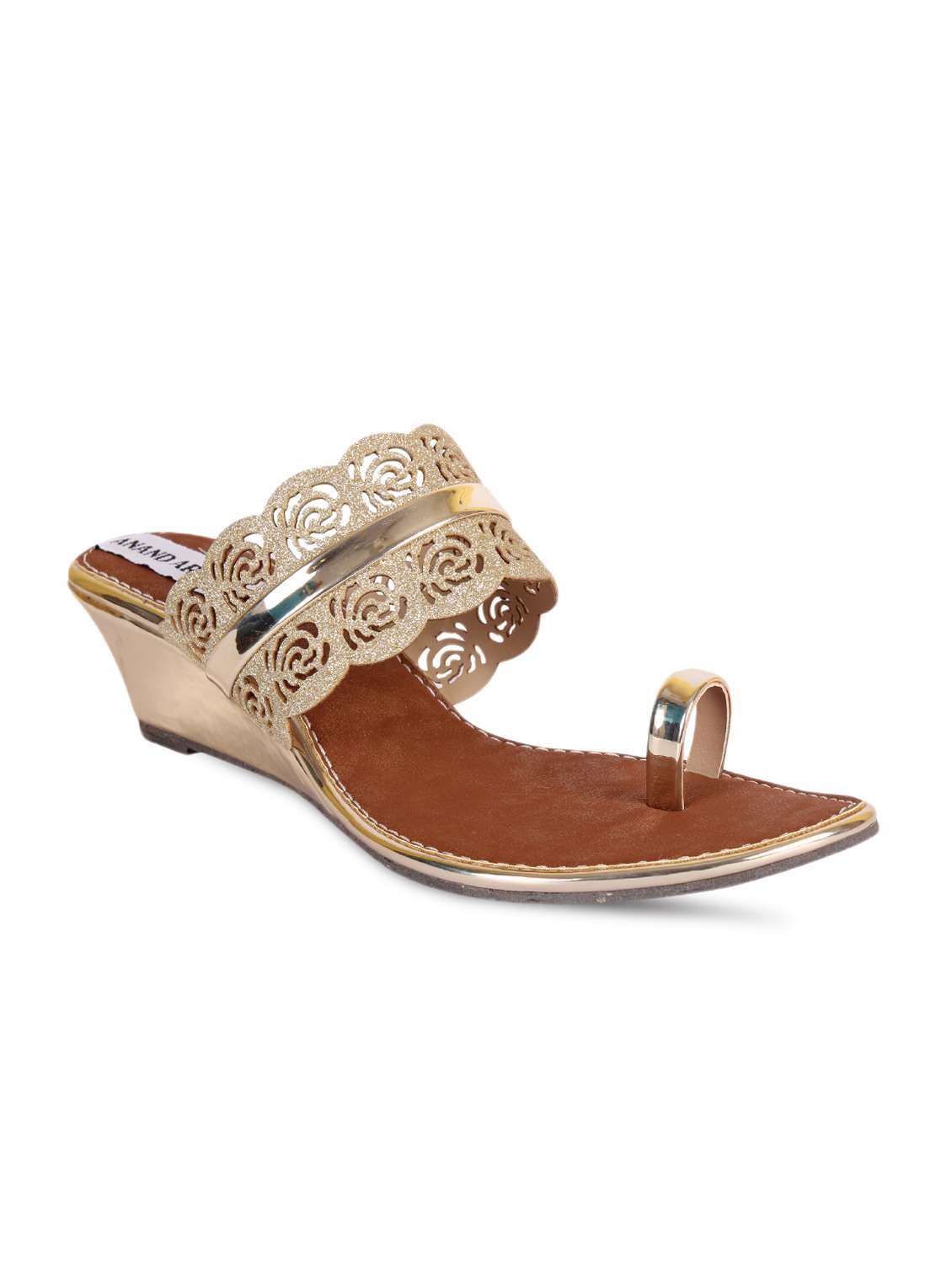 anand archies artificial leather gold heels