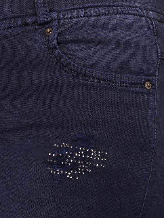 embellished frayed jeans - 15709280 - Standard Image - 3