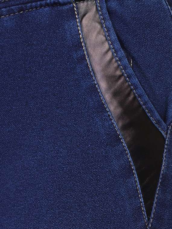 leatherette patch stone washed jegging - 15709283 -  Standard Image - 3