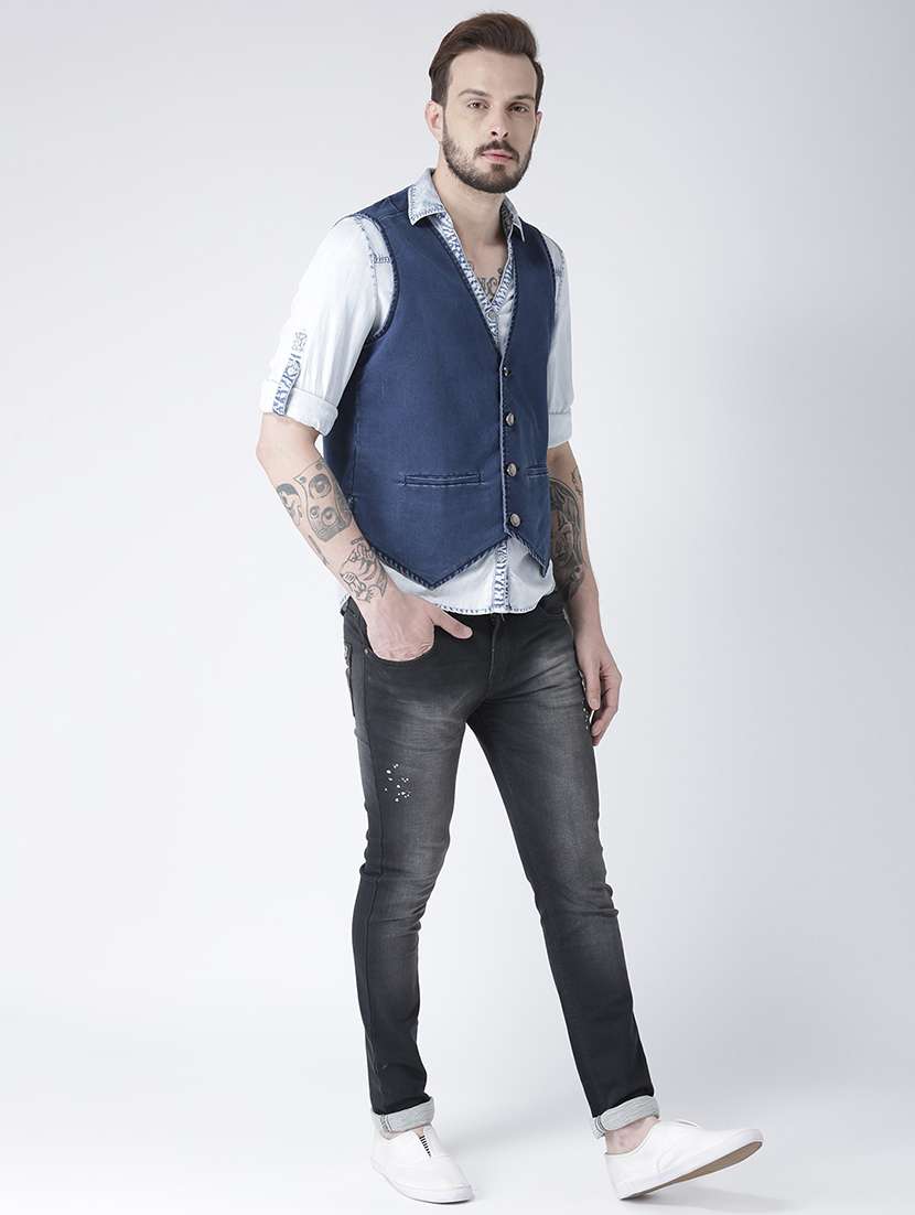 blue denim waist coat - 15709875 -  Standard Image - 3