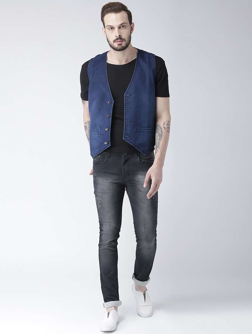 blue denim waist coat - 15709876 -  Standard Image - 3