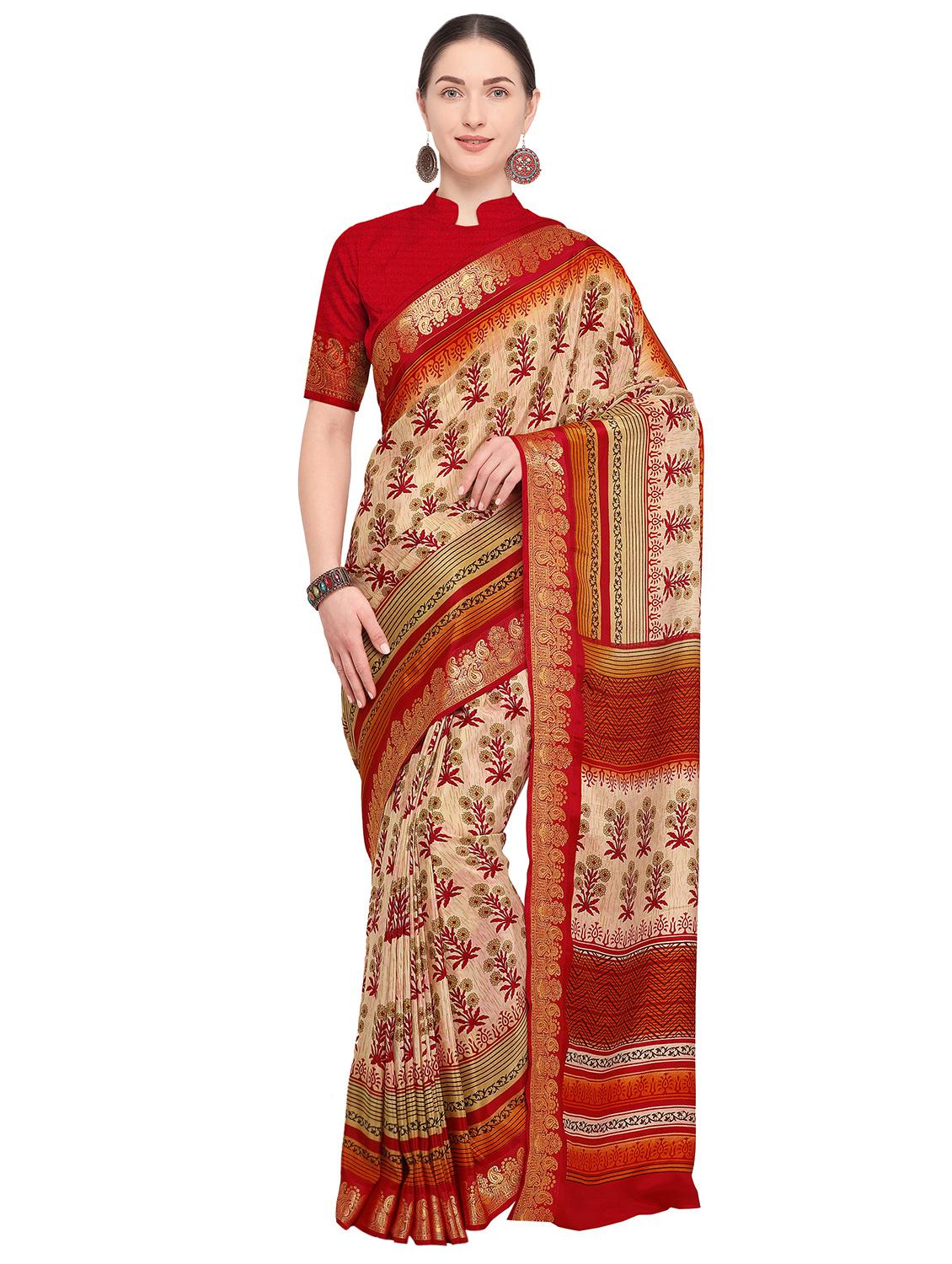 floral bordered saree with blouse - 15709930 - Zoom Image - 0