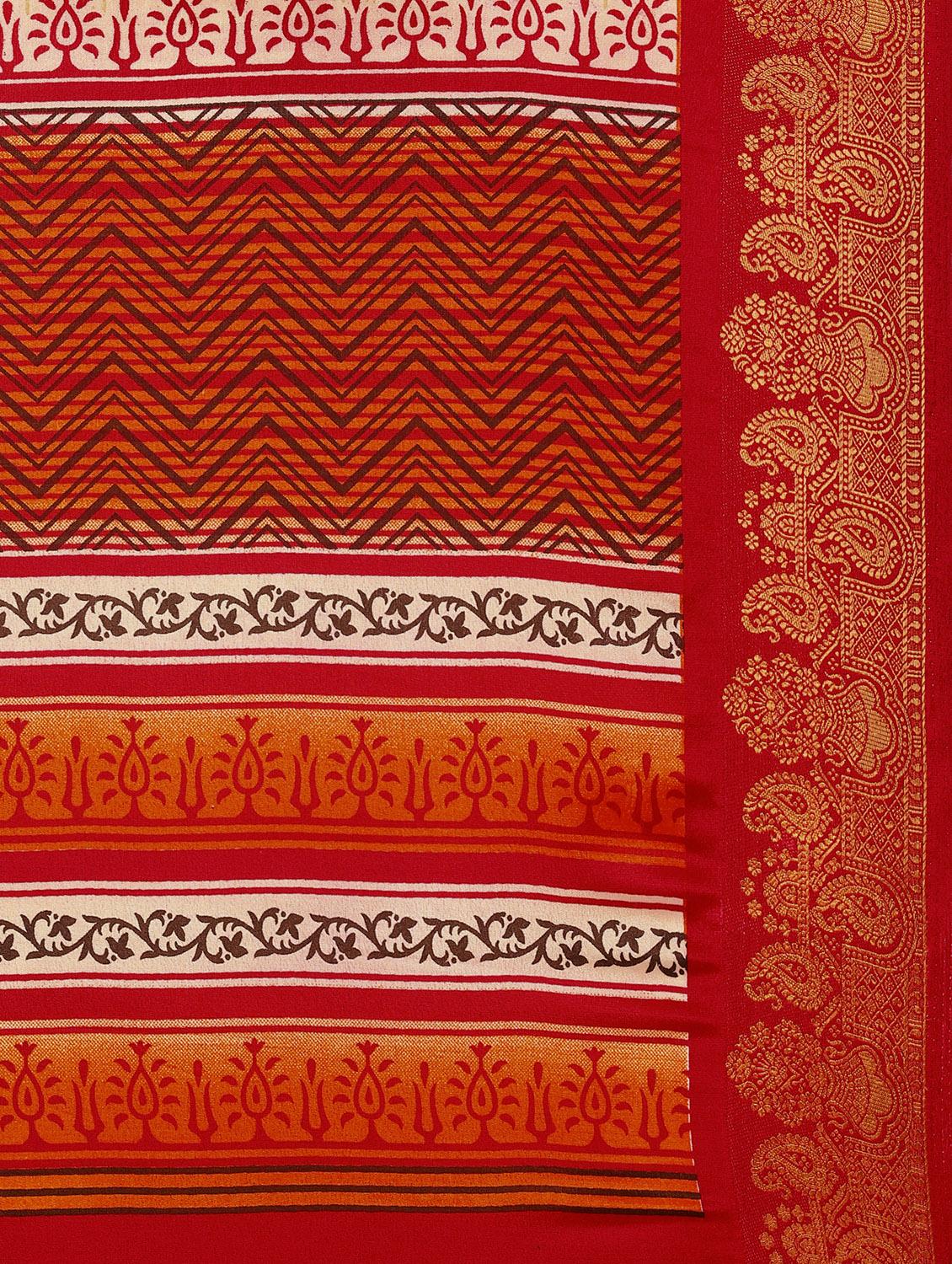 floral bordered saree with blouse - 15709930 - Standard Image - 3