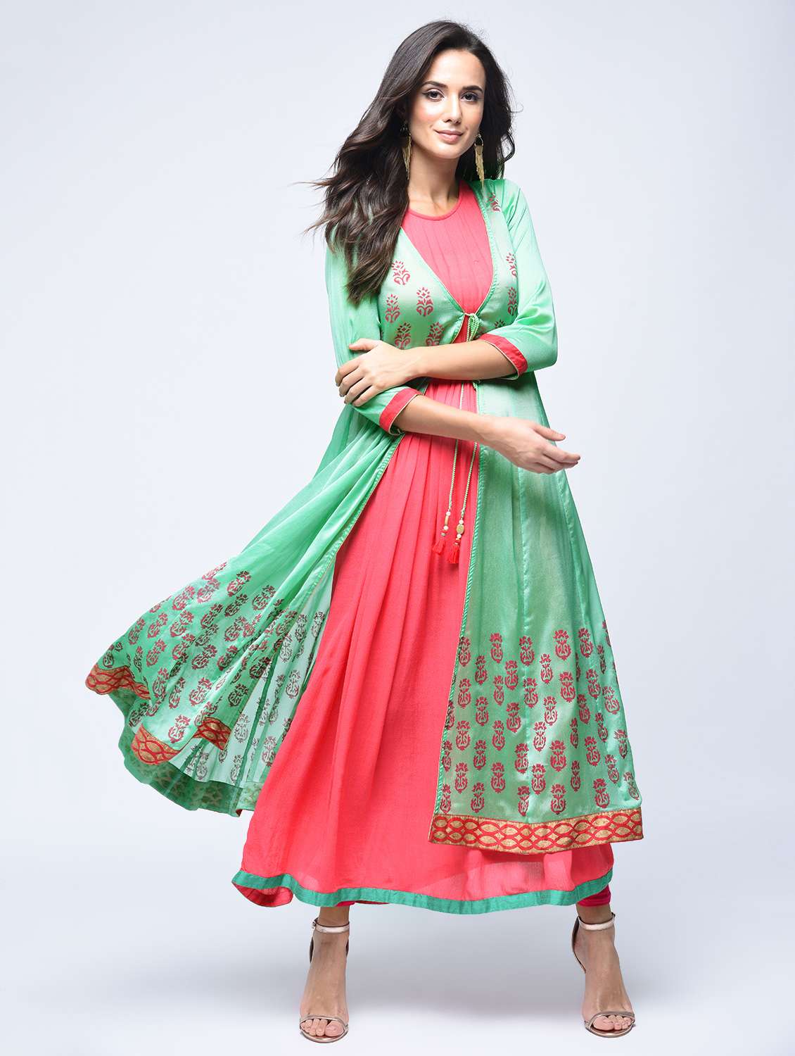 aje pandorea layered dress Pandorea Layered Mini Dress-WASHED CORAL / 4 main image 0
