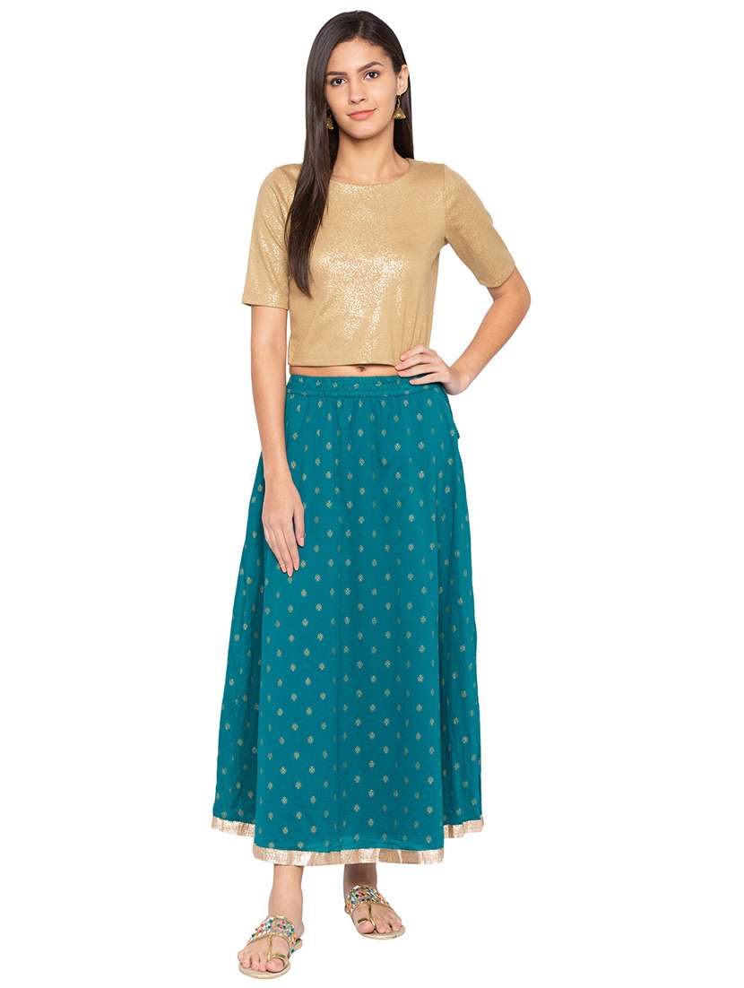 foil printed flared skirt - 15717112 - Standard Image - 3