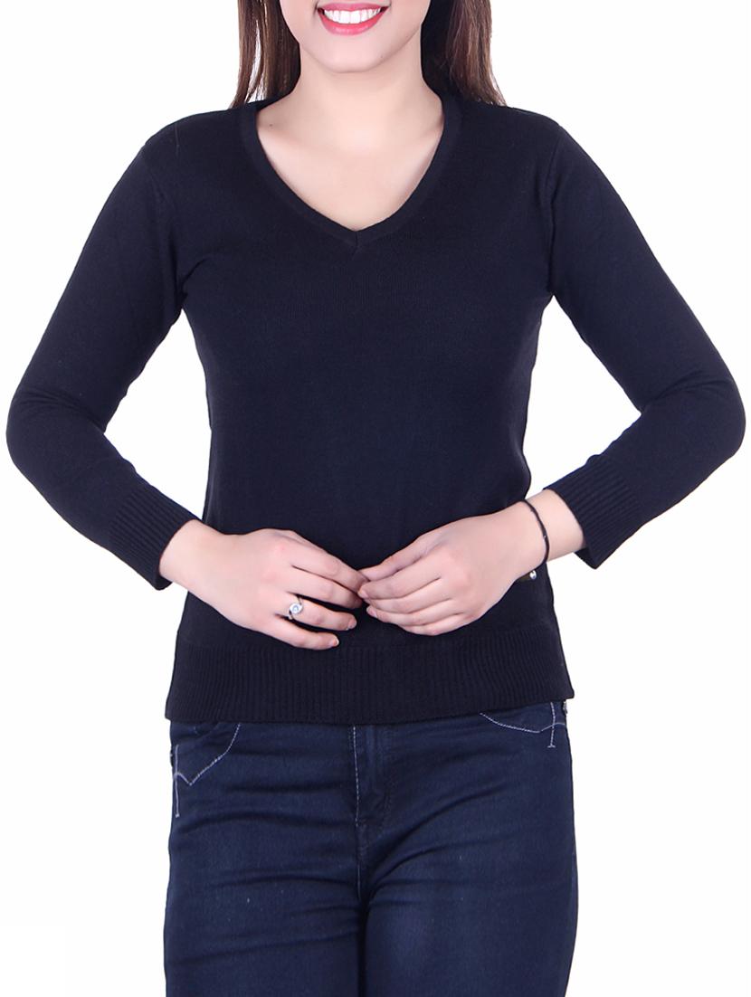 navy v-neck knitted top - 15720520 - Zoom Image - 0