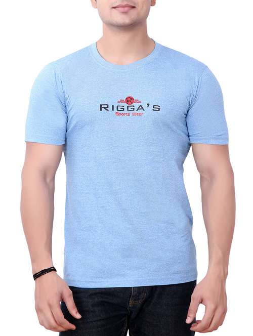 blue cotton blend chest print t-shirt - 15720661 - Standard Image - 0